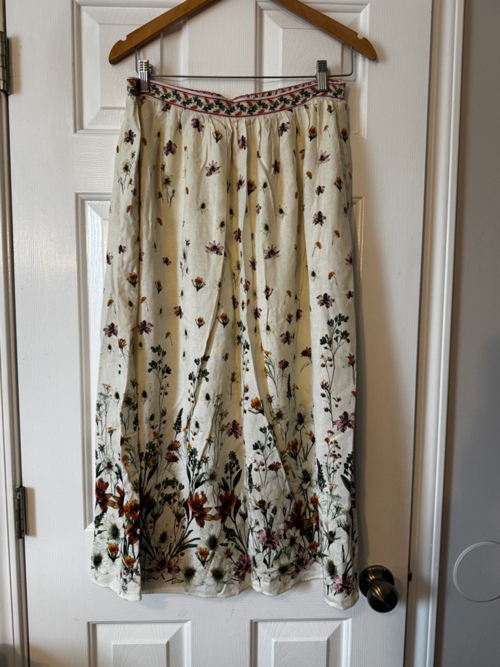 Max Studio London Floral Linen Blend Maxi Skirt - Size M